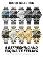 PENGAGAR-Relógio Quartz Masculino, Impermeável, Data Week, Relógio De Pulso Luminoso, Relógios De Aço Inoxidável, Relógio Masculino, Relógio Esportivo