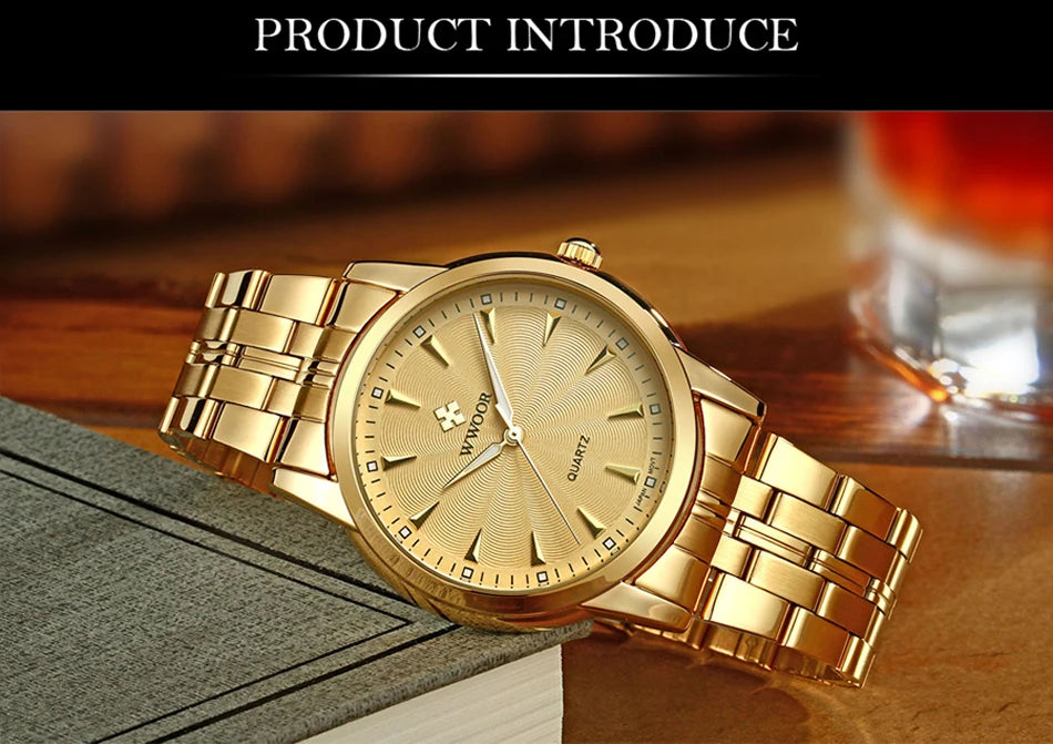 WWOOR-Relógio Masculino De Aço Inoxidável Impermeável De Luxo, Relógio De Quartzo Masculino, Relógios De Moda Casual, Original