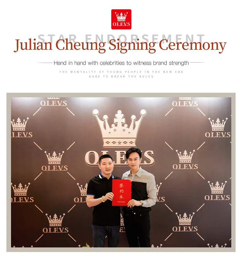 Olevs clássicos pulseira de couro relógio de quartzo para mulheres moda elegante diamante senhoras relógio à prova dwaterproof água data relógio de quartzo feminino