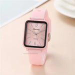 Relógios de Moda de Luxo Mulher em Silicone Qualidades Rectângulo de Quartzo Relógios de Pulso com Pulseira Simples Preto Branco Relógio Feminino Presente